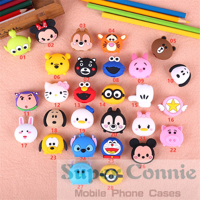 1pc Pelindung Kepala Kabel Datacharger Usb Model Kartun Beruangelmo Untuk Iphoneandroid