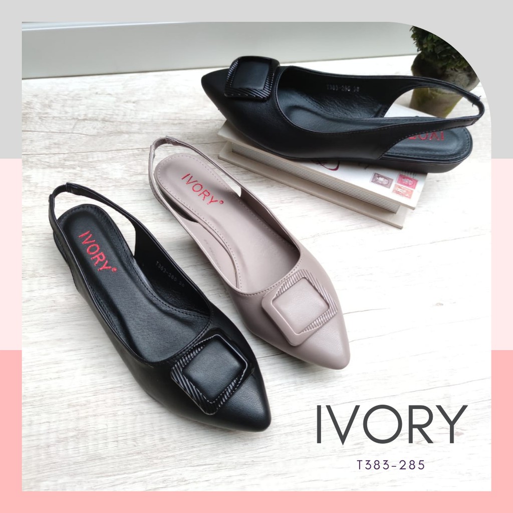 IVORY Sepatu Flat Wanita Tali Belakang Fashion T383-285