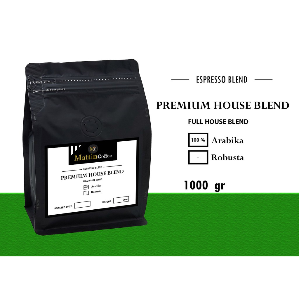 

Kopi Full House Blend PREMIUM - 100 % Arabika 500 gr - 1 Kg/1000 gr Biji atau Bubuk Mattin Coffee