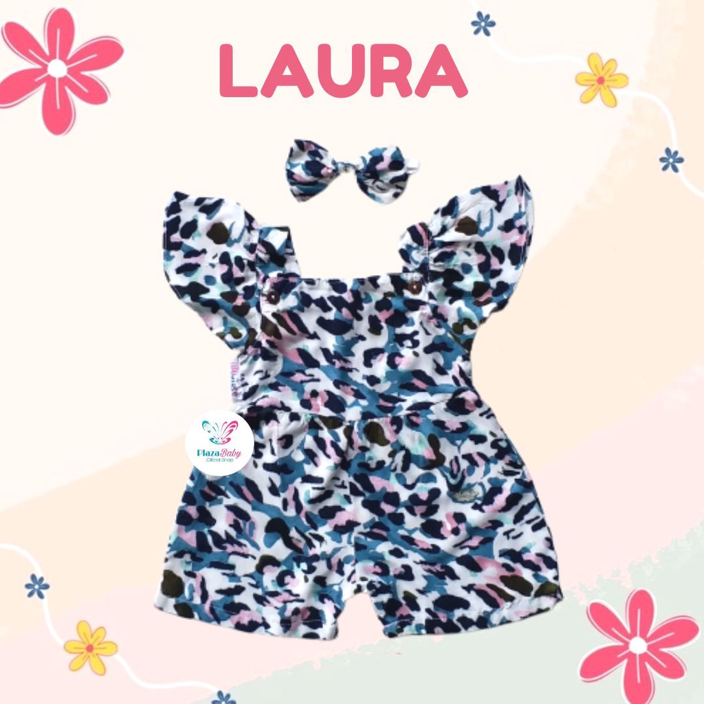 SALE 10.10 Plazababyku BBB JUMPSUIT LAURA setelan anak perempuan jumper bayi motif bunga lucu free headband PART 2