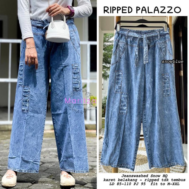 ripped palazzo celana kulot jeans by maritza