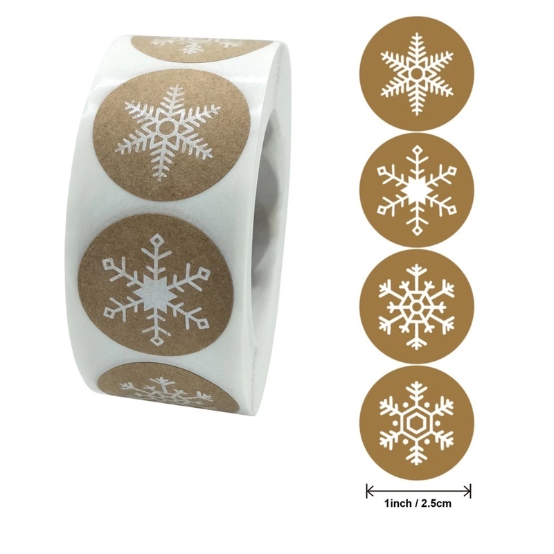 [500pcs/roll Christmas Gift Decoration Sticker] [Christmas snowflake pattern stickers][Sealing Label Stickers ][DIY Decorative Stickers For Hand Account, Diary, Scrapbooking, Handbook]