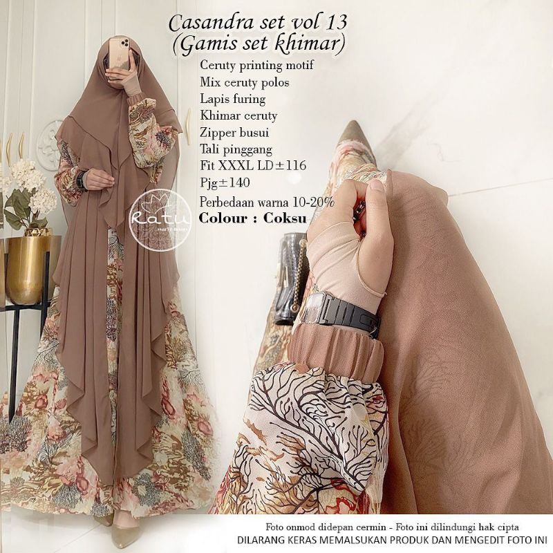 CASANDRA SET VOL.13 BY RATU (GAMIS SET KHIMAR) Set muslimah premium rekomended