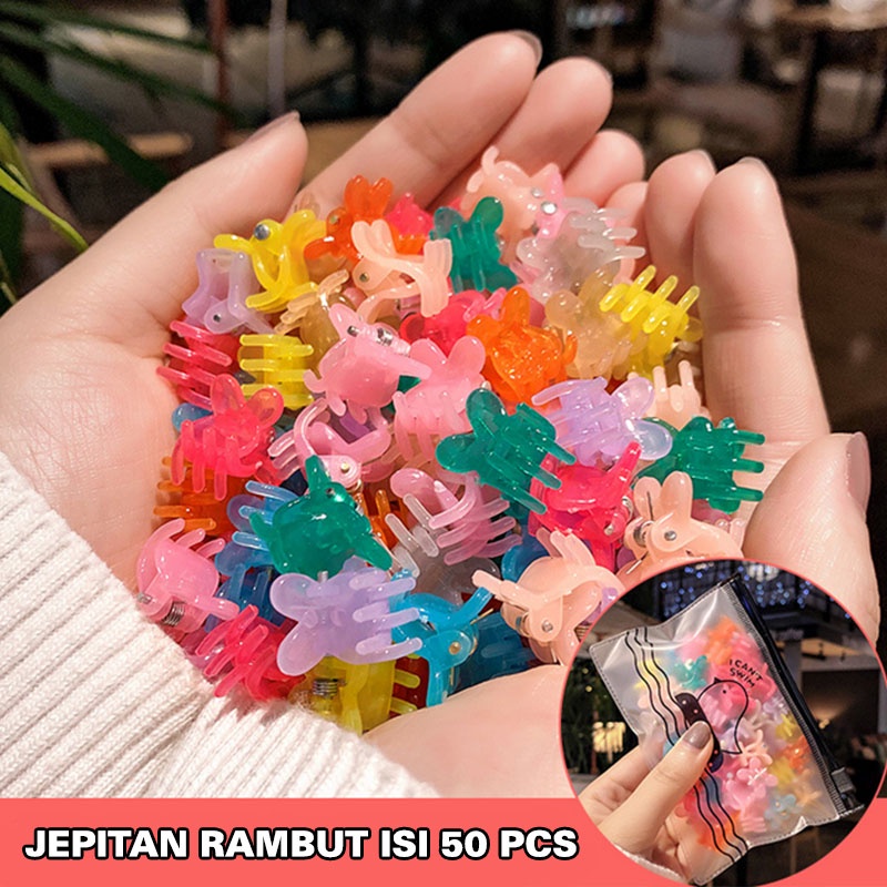 Jepit Rambut Korea Anak Perempuan Bentuk Bunga Kecil 50 pcs Aksesoris Rambut Wanita kualitas import AK146