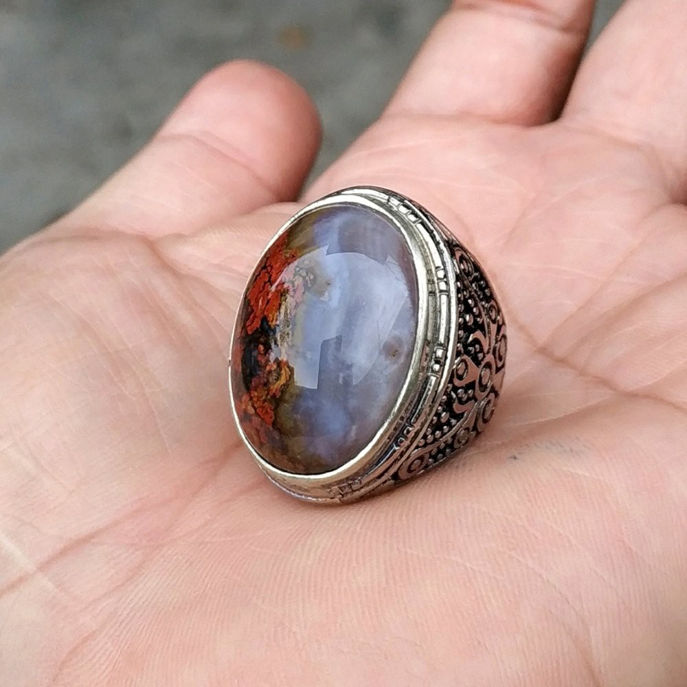 NATURAL CINCIN BATU AKIK LUMUT TRENGGALEK MOTIF BAGUS