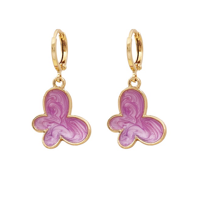 LRC Anting Tusuk Fashion Purple Dripping Butterfly Alloy K3405X