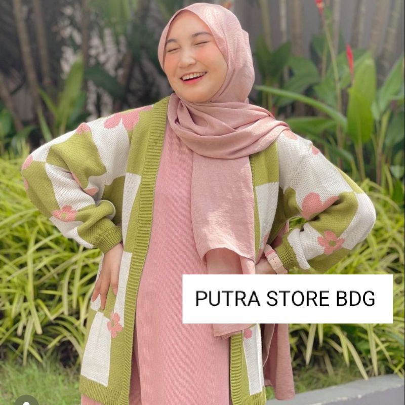 KEISYA OUTHER CARDI FLOWER ATASAN RAJUT WANITA