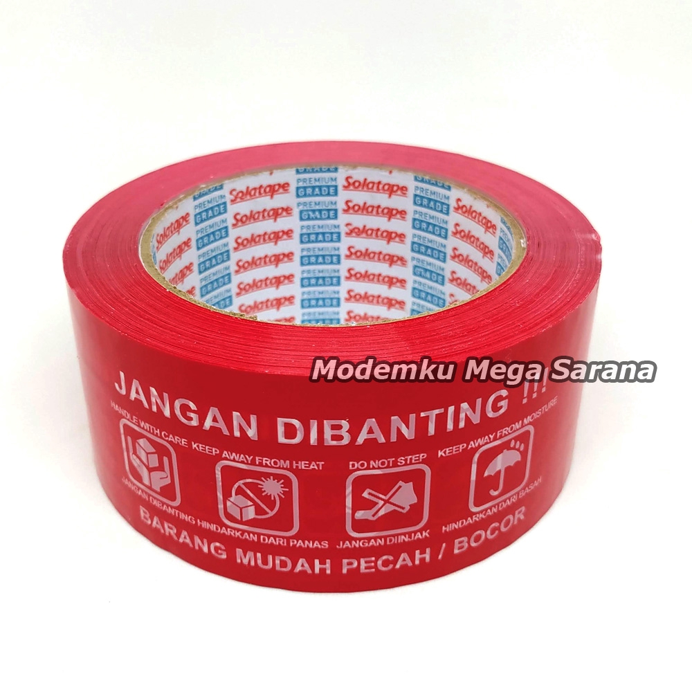 Harmony Lakban Fragile 100 Yard 48mm Pecah Belah Jangan Dibanting Mudah Pecah Bocor - Merah