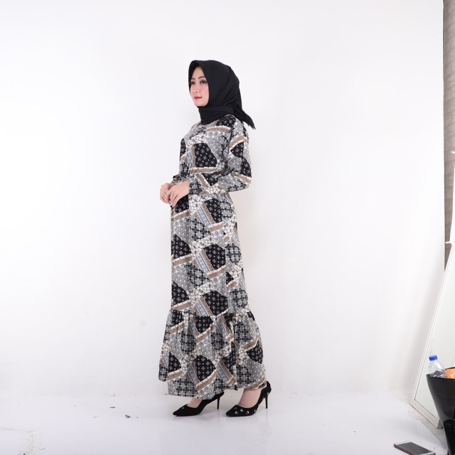 FABIOLA Maxy - Gamis Rayon Viscose LD105 Gamis Batik Original Serut Pinggang Busui / 099-5020