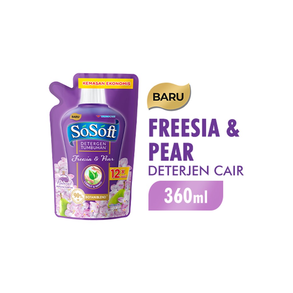 Sosoft Deterjen Cair Freesia &amp; Pear Pouch 360 ml