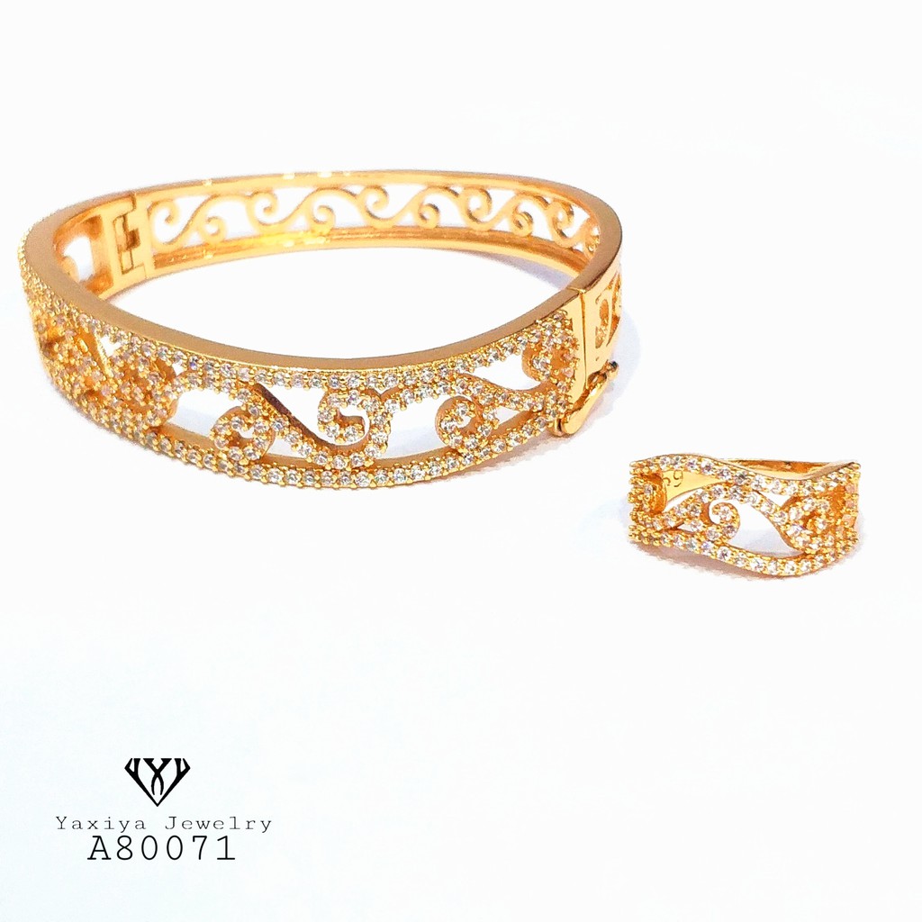 

1 Set Gelang & Cincin Perhiasan imitasi Gold 18k Yaxiya Jewelry 427