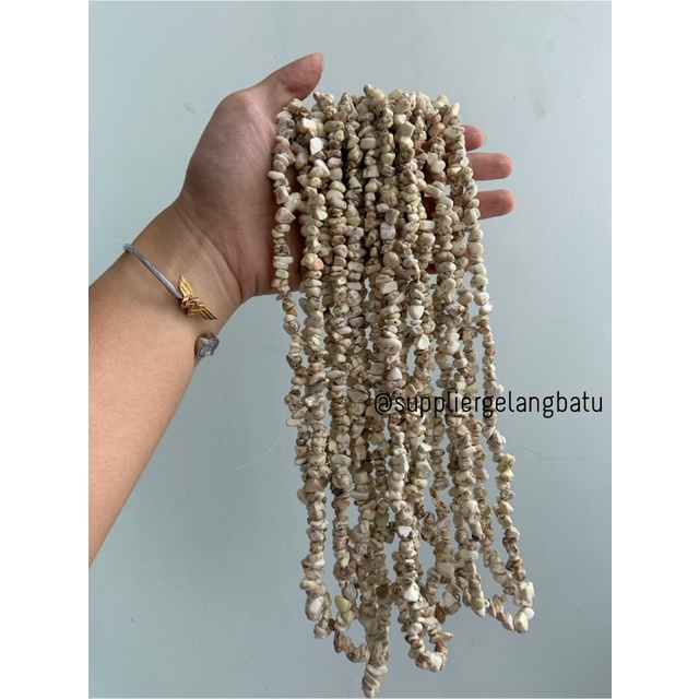 kerikil Batu white howlite jasper putih 1cm kilap renteng aksesoris bahan kalung gelang anting strap mask kerajinan tangan craft citayam fashion week etink vintage elegan bali