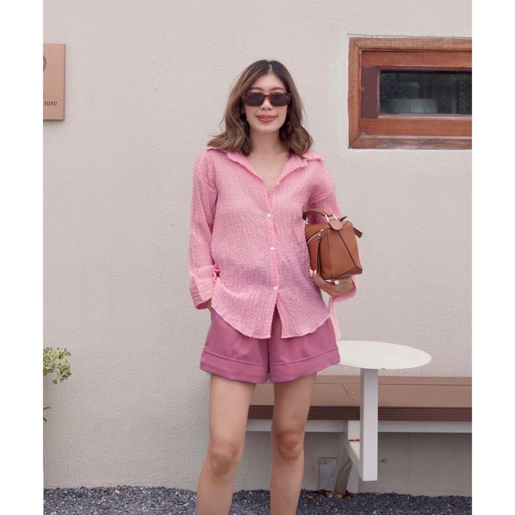 SET6606 Bubble Shirt With Shorts 2pcs Set-2