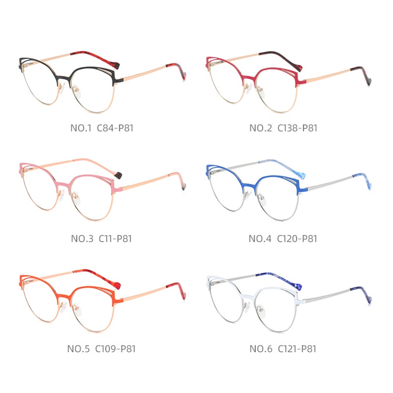 (YUZHU) COD Eropa dan Amerika Fashion Metal Spring Leg Cat Eye Glasses INS Fashion Anti Blue Light Kacamata untuk Wanita