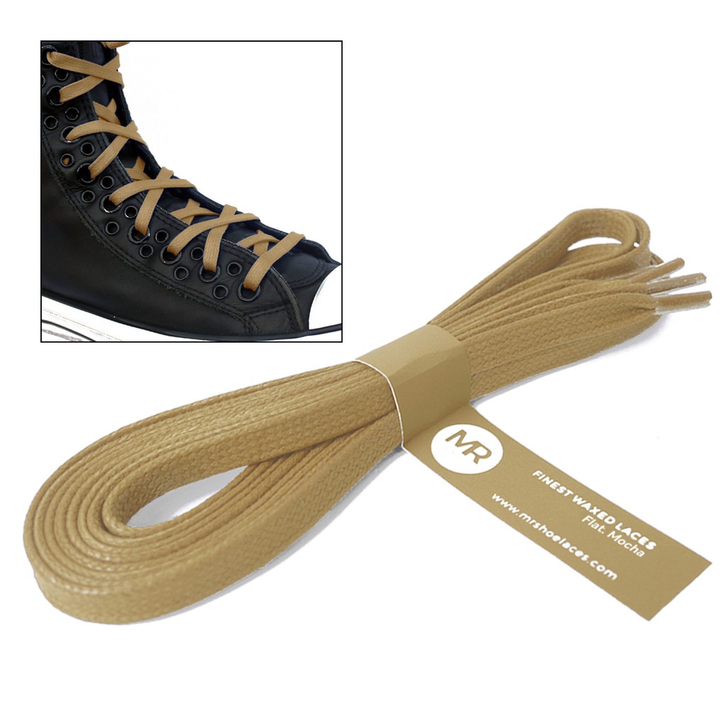 MR Shoelaces FT46 Mocca (Moka) - Tali Sepatu Lilin 6-7mm Gepeng Flat Pipih (Waxed Laces) 90cm 100cm 120cm 150cm