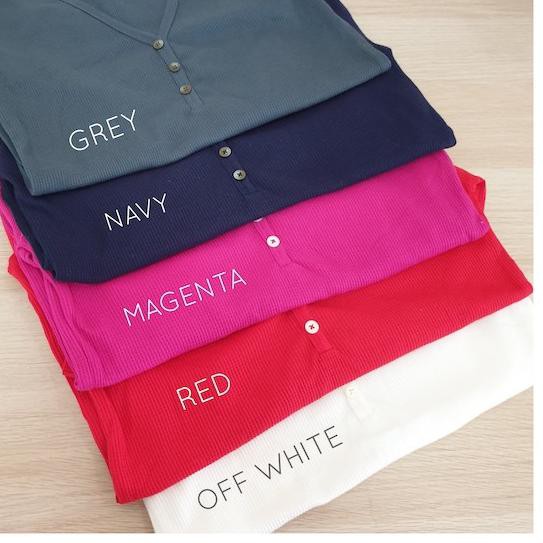 ✥ 2668 - GAP Waffle Knit Henley T-Shirt | Lengan Panjang Wanita ✹