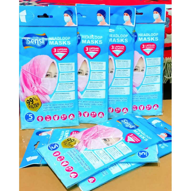 masker dewasa 3 ply isi 5 pcs