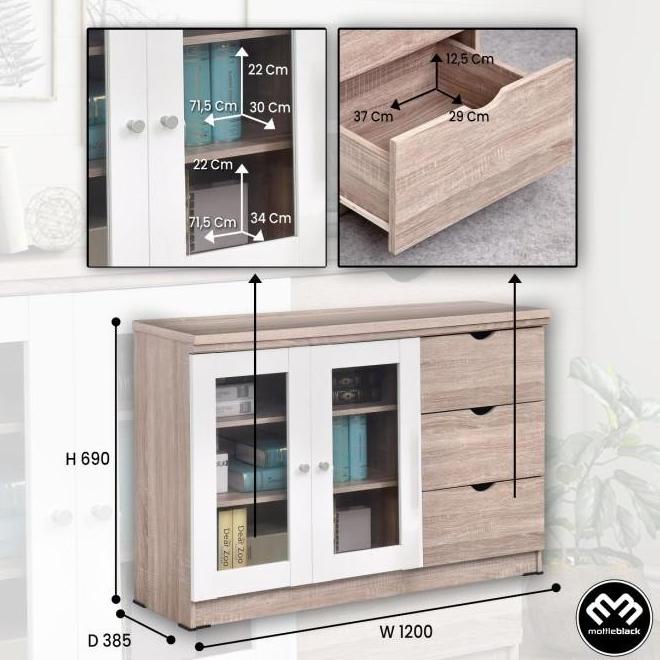 Blackmabel - Lemari Rak Hias Tinggi Kabinet Buku Piala Pintu Kaca 1