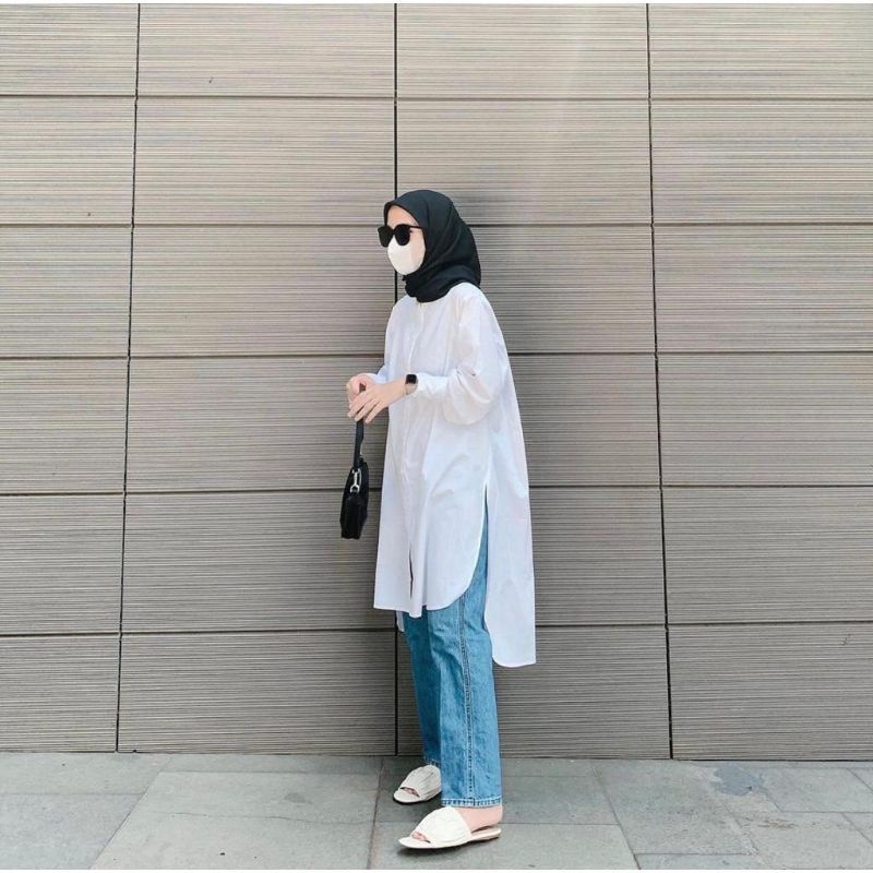 1KG MUAT 5PCS | HAILEY HENLEY LONG SHIRT HITS OOTD SELEBGRAM FASHION GROSIR MURAH WANITA TERBEST SELLER