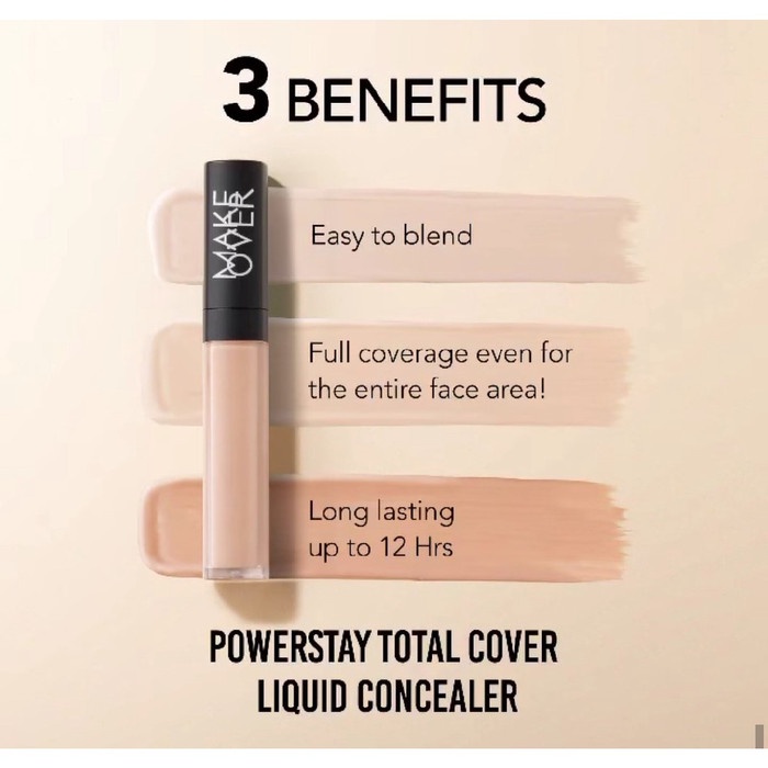 Make Over Powerstay Total Cover Liquid Concealer 6.5ml - Konsiler Cair - Penutup Mata Panda - Complexion - Shape and Cover - Make Up - Rias Wajah