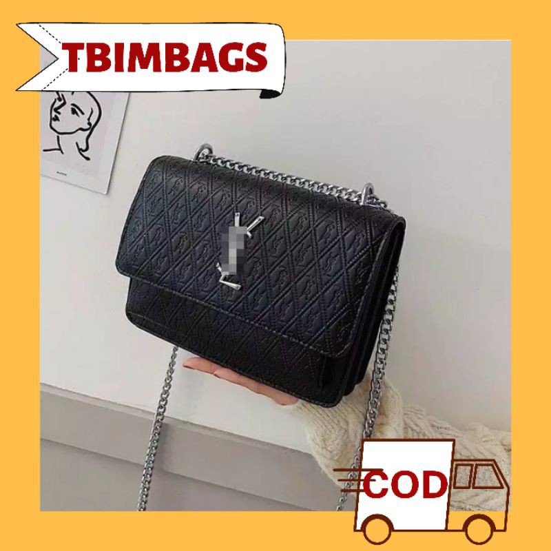 F3131 Tas Selempang Wanita Import Kulit Embos Tali Rantai Shoulder Bag Tas Bahu Ysl TbimBags Jakarta