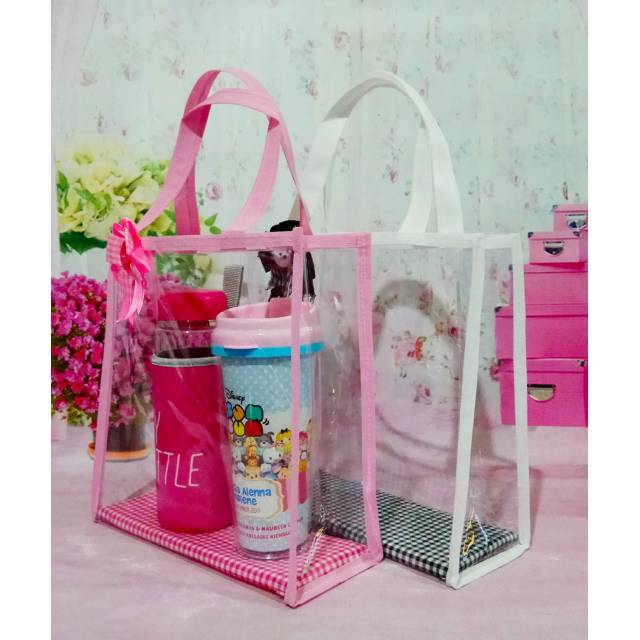 Tas mika, tas mika transparan, tas ultah, tas mika polos, tas hantaran, mika polos, tas custom