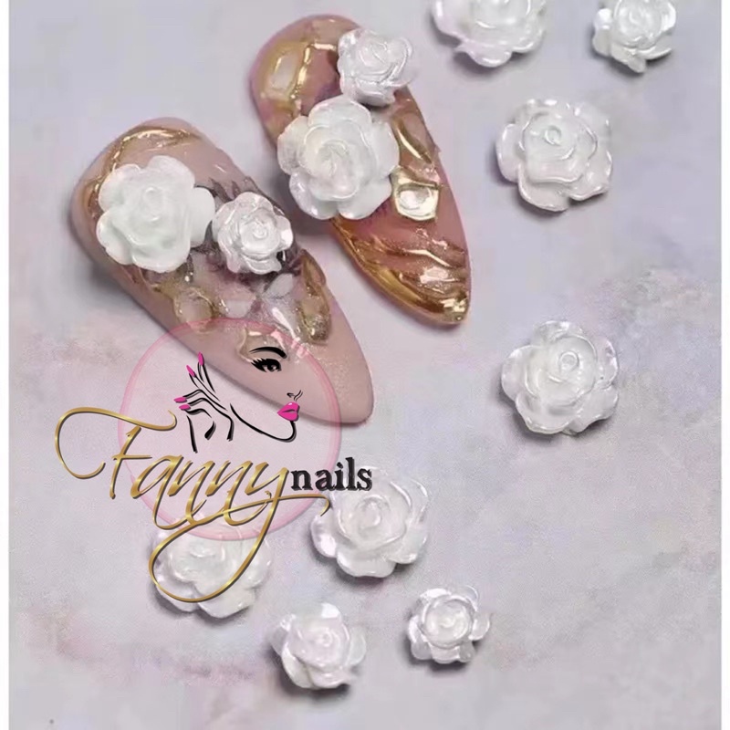 3D ROSE WEDDING NAILS HIASAN PEARL BUNGA MAWAR TIMBUL 3D RESIN ROSE NAIL ART MIX BEADS NAILART NAIL CHARM ROSE