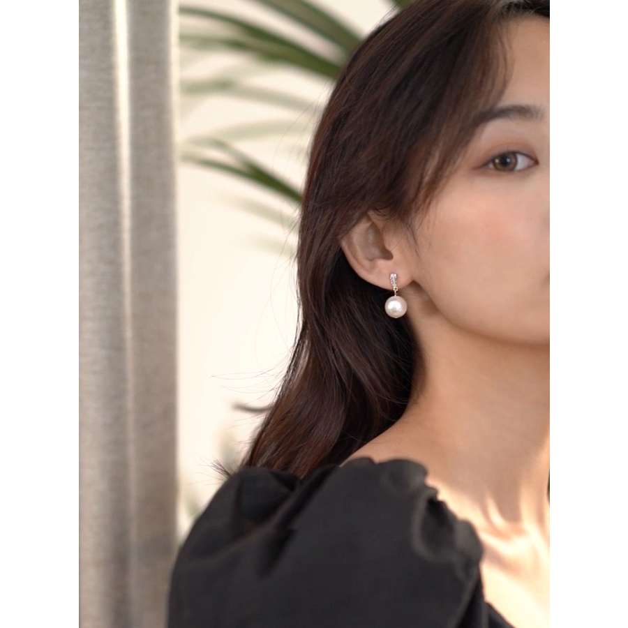 Anting Tusuk Gantung Bahan Sterling Silver 925 Hias Zirconmutiara Gaya Retroeleganperancis Untuk Wanita