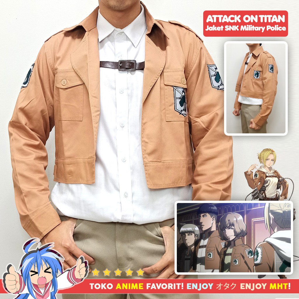 Jaket Attack On Titan BORDIR Anime AOT SNK Shingeki no Kyojin Military Police Short Cosplay Annie Leonhart