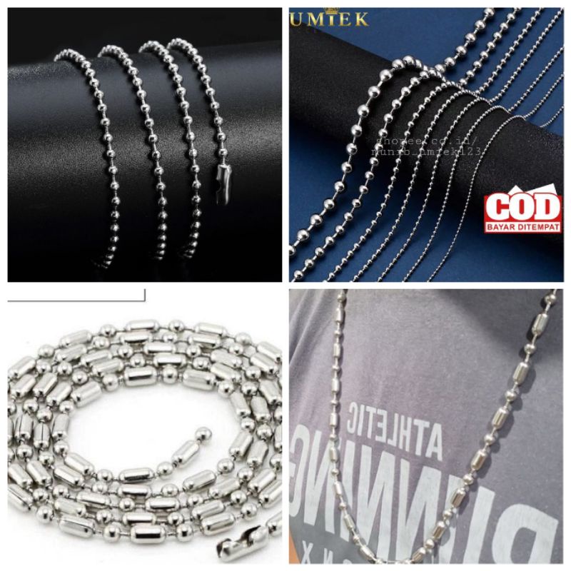 (COD)Kalung Pria Wanita Stainless Steel silver putih perak Rantai besar cowok cewek keren anti karat