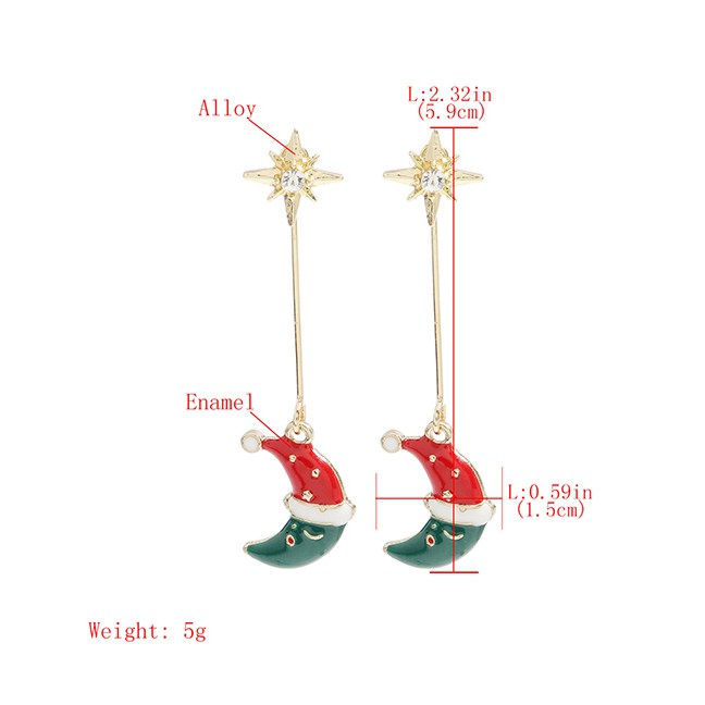 LRC Anting Tusuk NATAL Fashion Moon Alloy Dripping Moon Earrings P14706