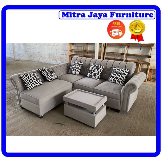 Jual PROMO SOFA L KANCING BELUDRU Indonesia|Shopee Indonesia