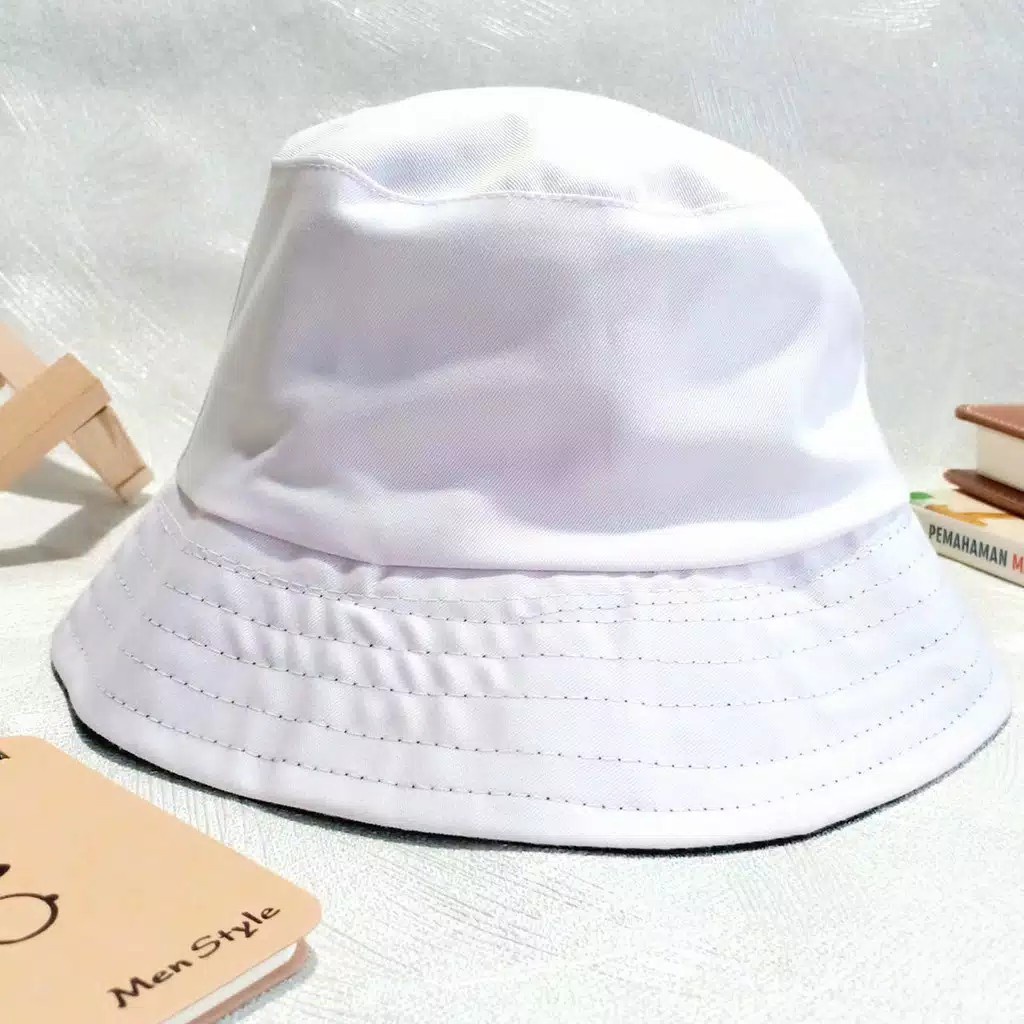 Korea topi polos bucket hat distro berkualitas bahan japan drill untuk pria dan wanita BOLAK BALIK