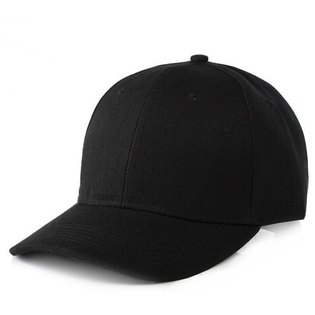  Topi Polos  HITAM Bahan Drill Belakang Clip Besi Topi  