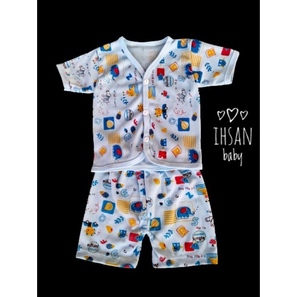 baju celana setelan pendek bayi newborn motif