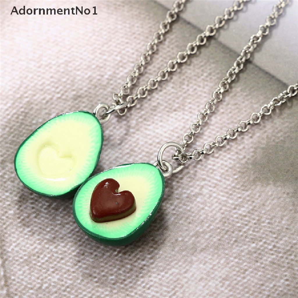 (AdornmentNo1) Kalung Rantai + Liontin Bentuk Alpukat + Hati Bahan Polymer Clay Handmade Untuk Wanita