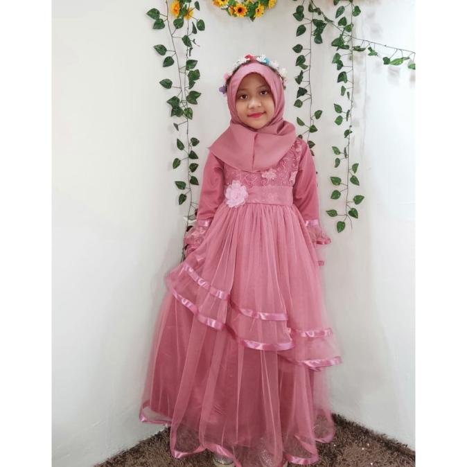 PROMO Baju Pesta Anak / Gaun Pesta Anak Muslim Umur 3 tahun - 10 tahun gamis