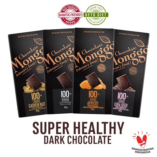 

Chocolate Monggo | Cokelat Premium 100% Cocoa | Super Healthy | Coklat Diet Keto & Diabetic Friendly | Tablet 80gr