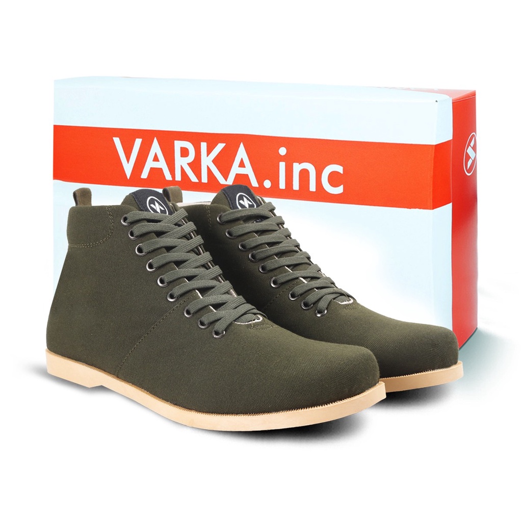 Sepatu Boots Pria V 2963 Brand Varka Sepatu Casual Kuliah Kerja Hangout Murah Berkualitas Warna Hijau