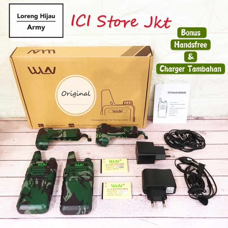 Radio Ht wlan loreng hijau army / ht wln loreng hijau army isi 2pc