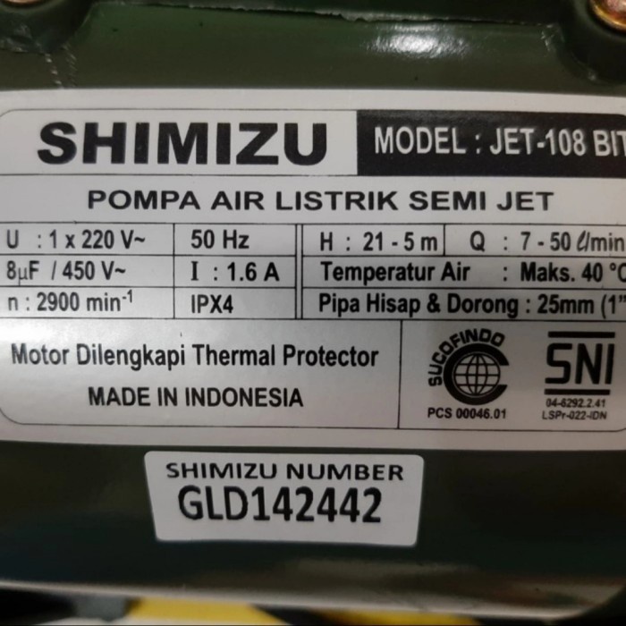 Shimizu Jet 108Bit/ Pompa Air Semi Jet Shimizu Jet 108Bit Termurah 