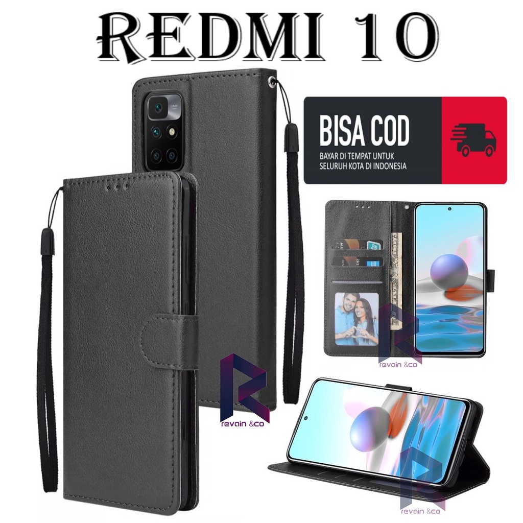 CASE REDMI 10 FLIP WALLET LEATHER KULIT PREMIUM SARUNG BUKA TUTUP FLIP CASE NEW REDMI 10