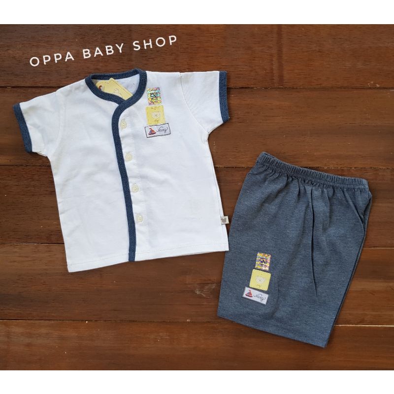 NARY S/M/L SETELAN BAJU KATUN PUTIH DENIM CELANA PENDEK