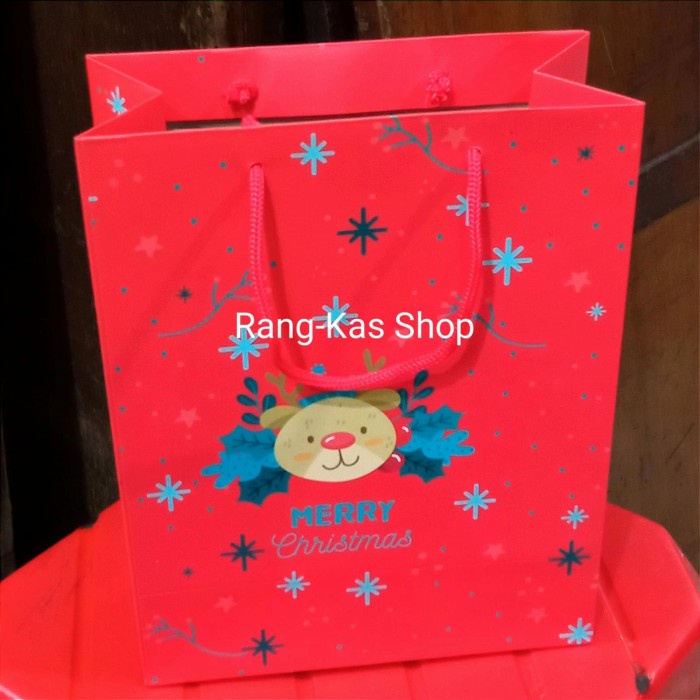 

READY COD Paperbag Christmas Natal 20x25 karton Glossy isi 12pcs - Merah GRATIS ONGKIR