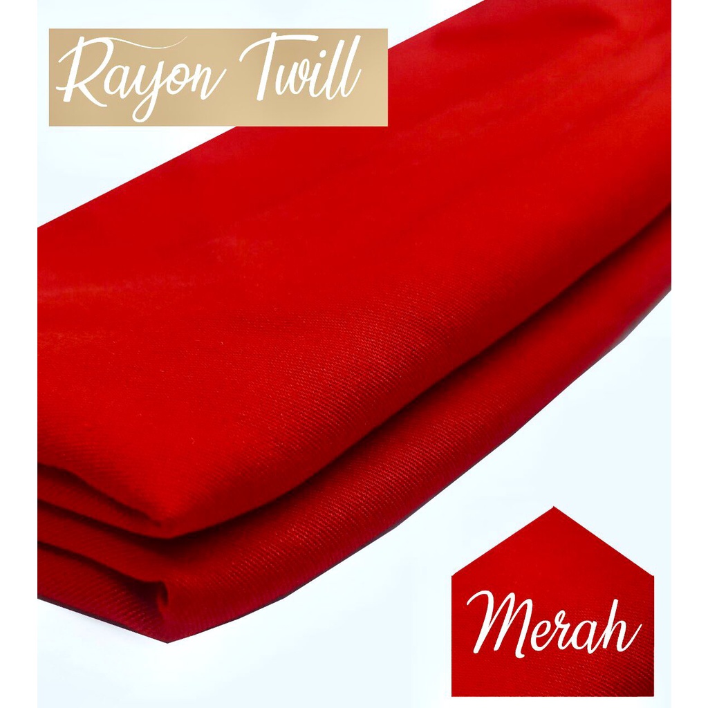 Multi kain rayon twill viscose sakura polos premium quality soft lembut tebal harga eceran-89 merah