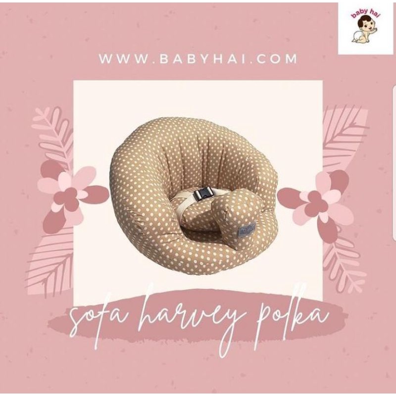 Baby hai kursi sofa harvey polkadot bayi belajar duduk bahan kain dengan gesper / penahan