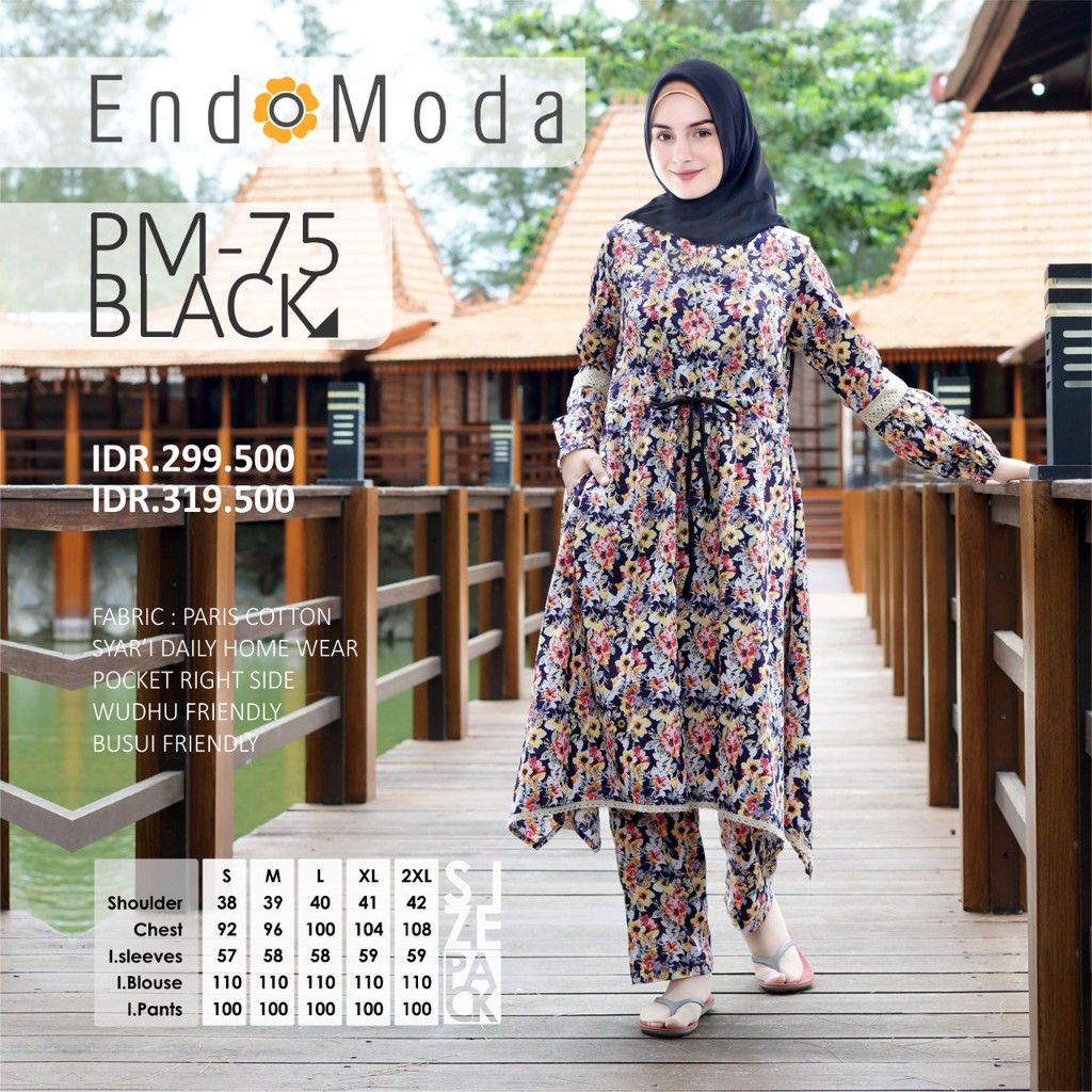 Baju Tidur Piyama Wanita Muslimah Lengan Panjang Endomoda PM 75