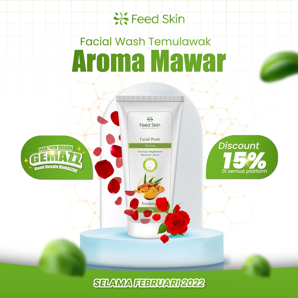 FEED SKIN Facial Wash Temulawak Aroma Mawar Original Natural Bpom Untuk Wanita