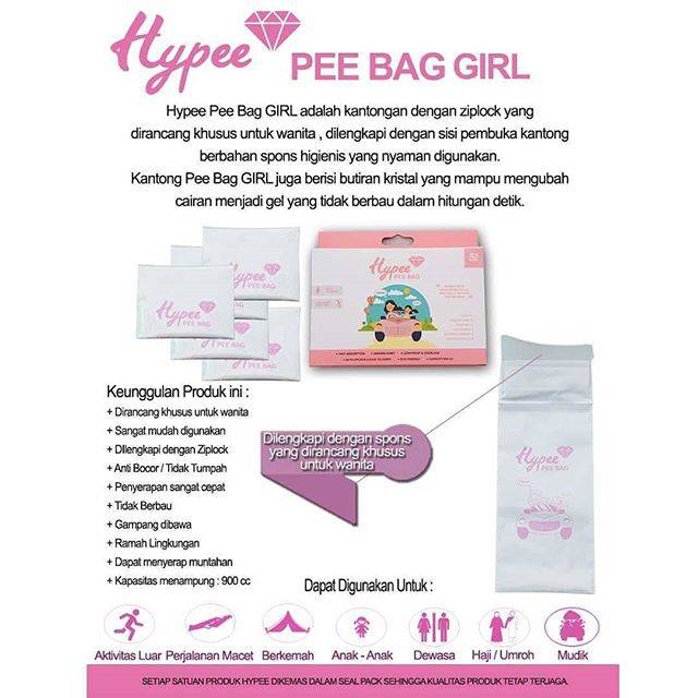 New !! Hypee PeeBag for girl / Pee Bag / Kantong Pipis Perempuan