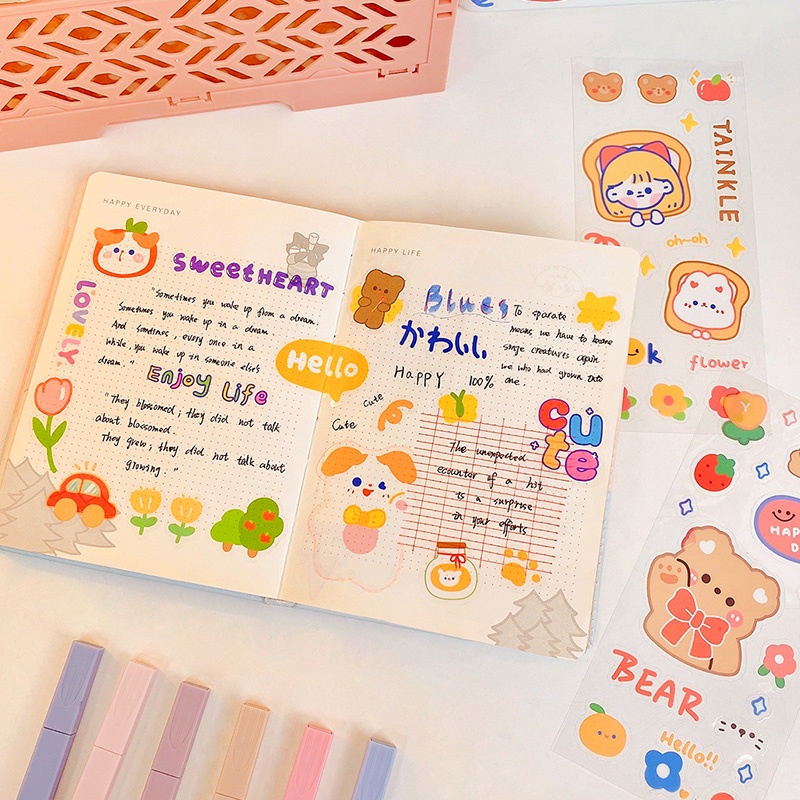 5 Lembar Stiker Strip Panjang Motif Kartun Hewan Peliharaan Anti Air Untuk Dekorasi DIY